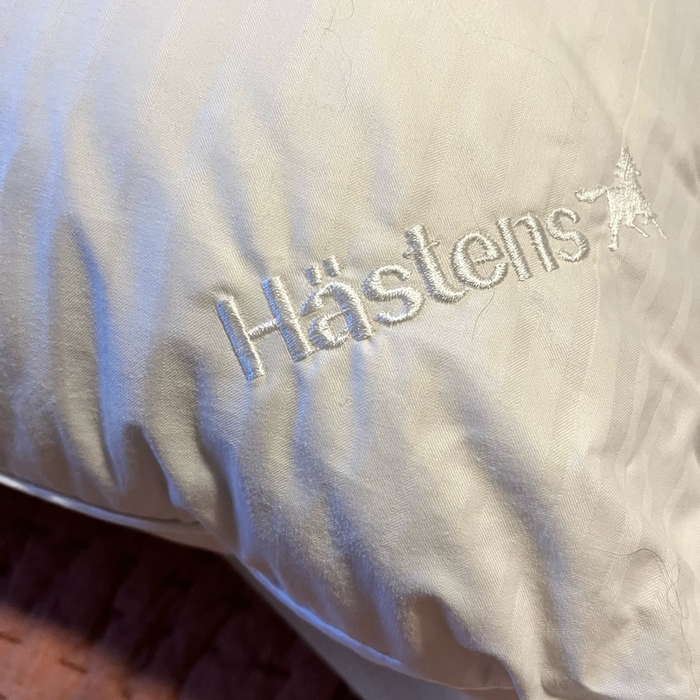 Hastens high medium feather pillow. New in bag